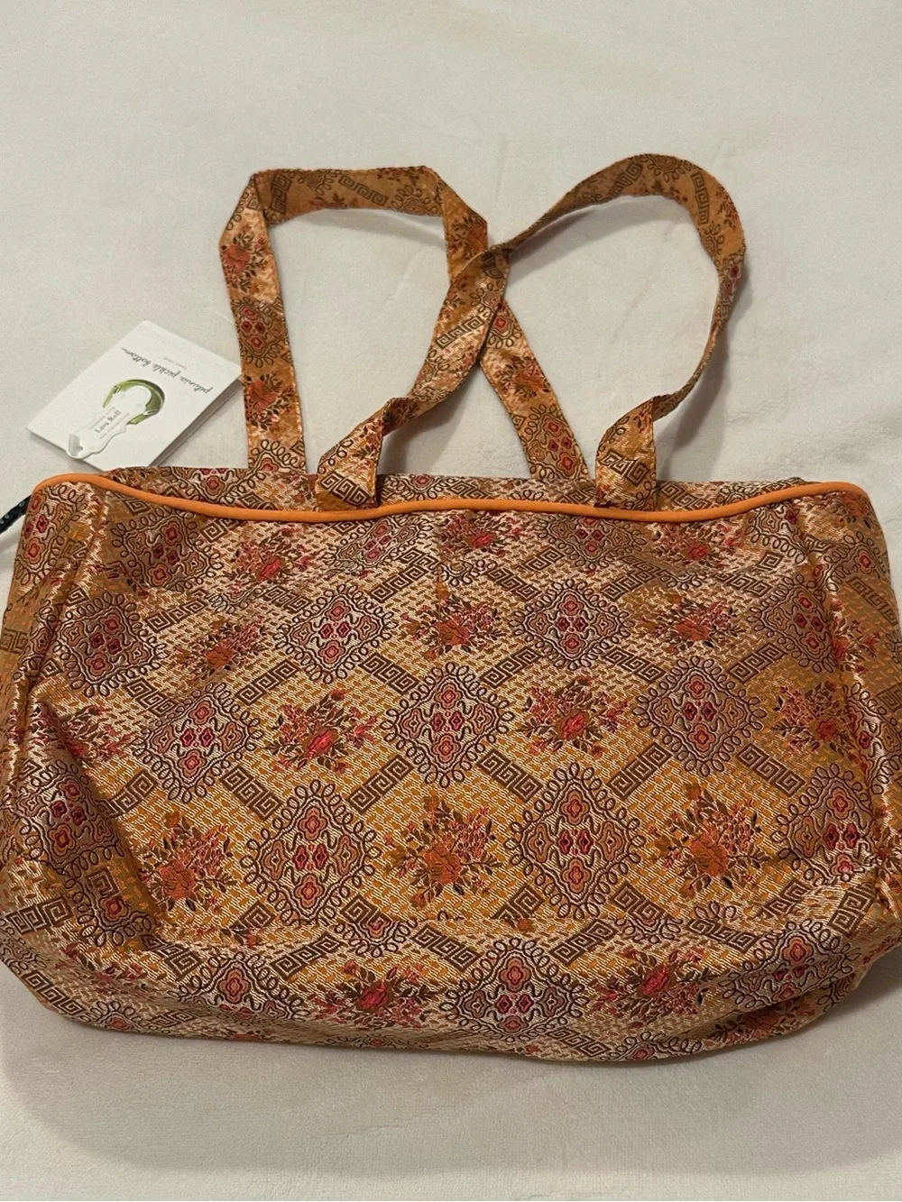 Petunia Pickle Bottom Tan and Orange Patterned Tote